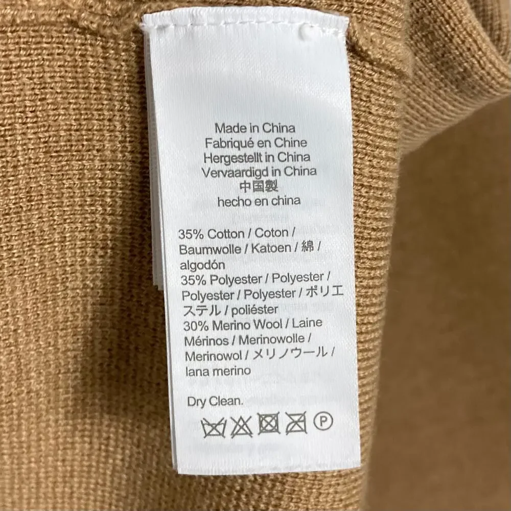J CREW Blazer Jacket Cardigan Sweater M Merino-Wool Cotton Knit Tan Open”Eloise”